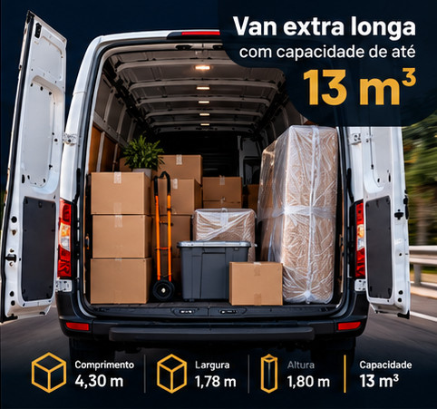 Interior da van Inovy Transportes